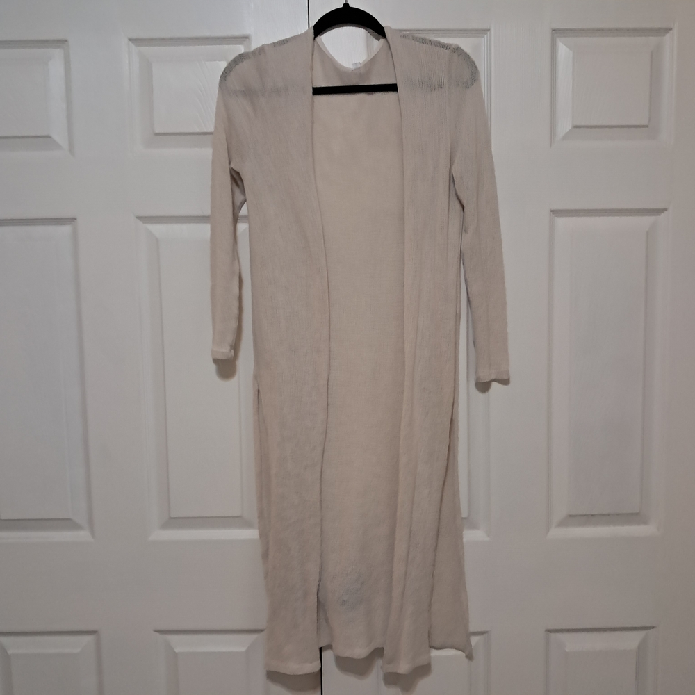 Elegant Cream Long Cardigan Sweater